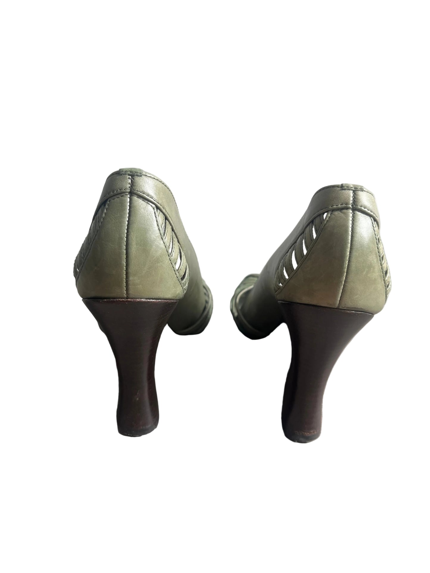 faith vintage sage green platform heels