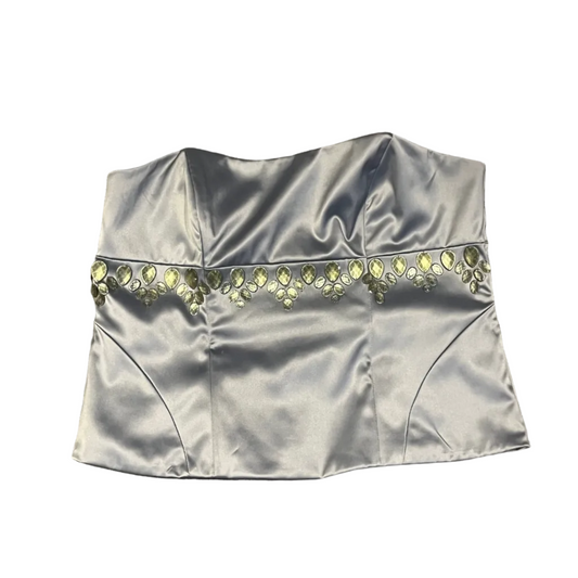 vintage satin corset and midi-skirt two piece