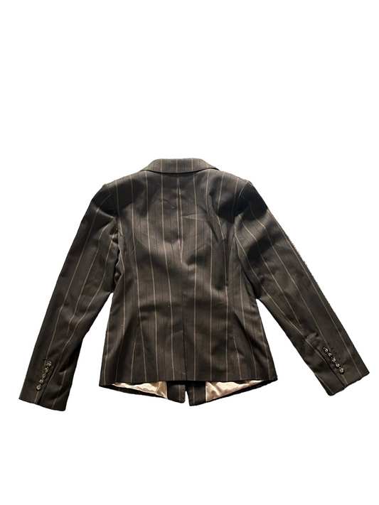 pinstripe chocolate brown blazer