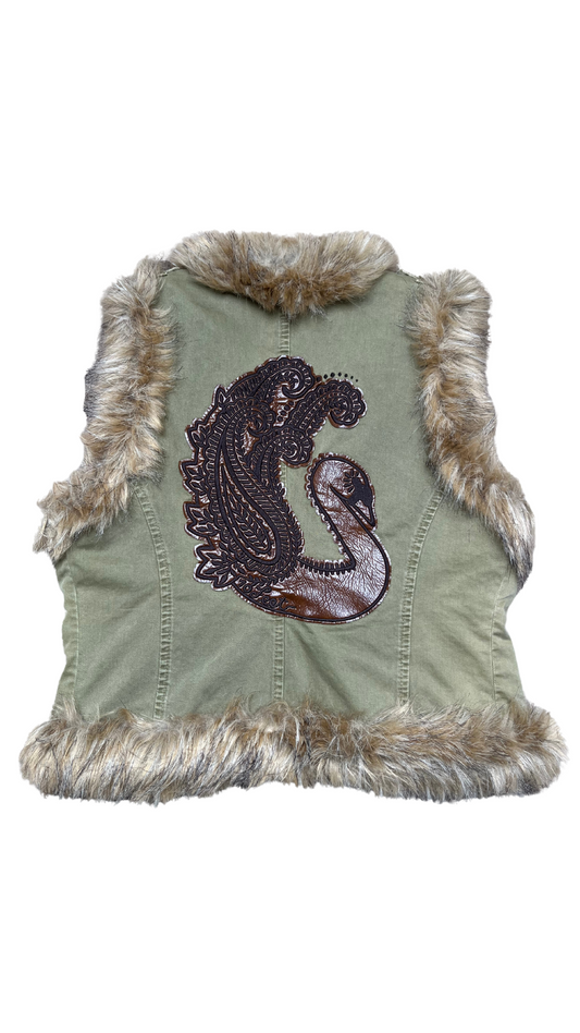 vintage 10-feet faux fur cropped gilet