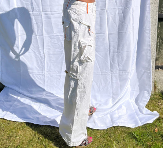 white low rise cargo pants