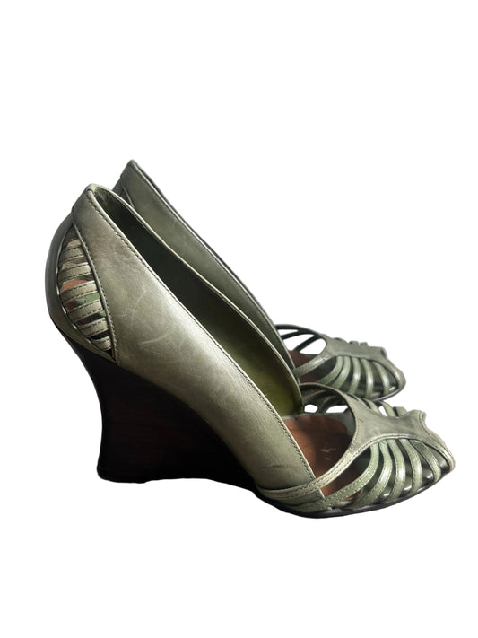 faith vintage sage green platform heels