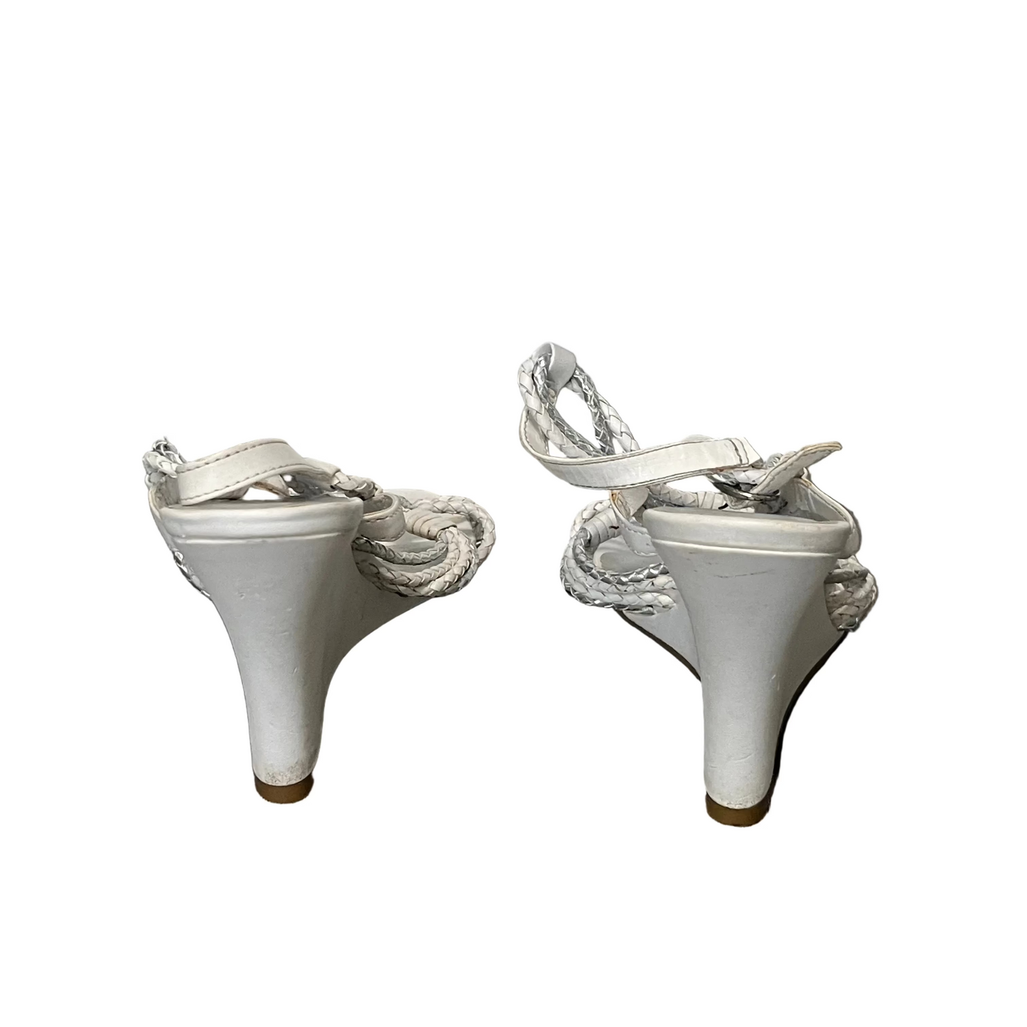 white and silver wedge sandals