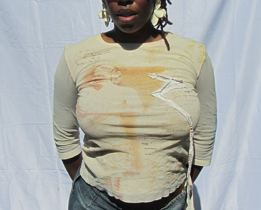 IKKS 2000s beige mesh crop top
